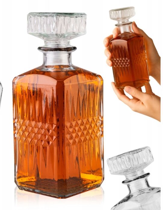 Szklana karafka 1L do whisky wina  wódki lub nalewki Prezent