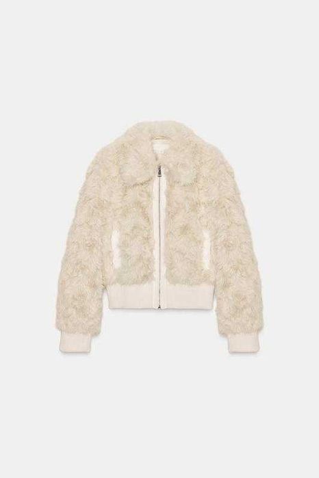 Куртка мех zara s бомбер экрю