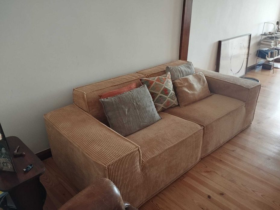 Sofá modular cor de areia FOLIO em veludo bombazine | Sem uso, Novo
