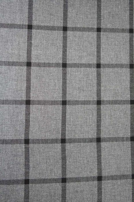 Szara tkanina bawełniana w czarną kratę