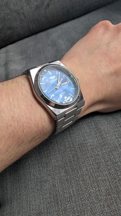 Męski Zegarek Silver & Blue | Głęboki Niebieski | Datownik | Okazja