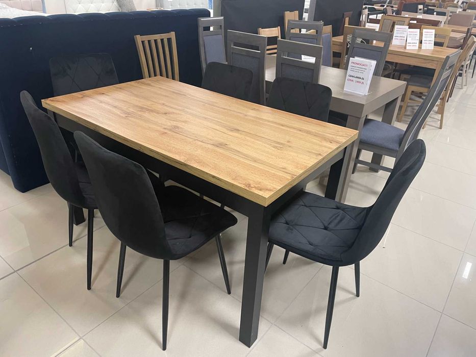 (38L) Stół loft rozkładany + 6 krzeseł, nowe! okazja 1149 zł