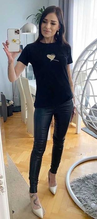 T- shirt serce czarny S/M oraz M/L