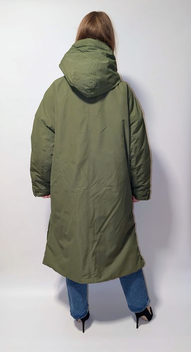 Khaki kurtka damska Bonprix r. 46 | długa, ciepła, pikowana | zimowy