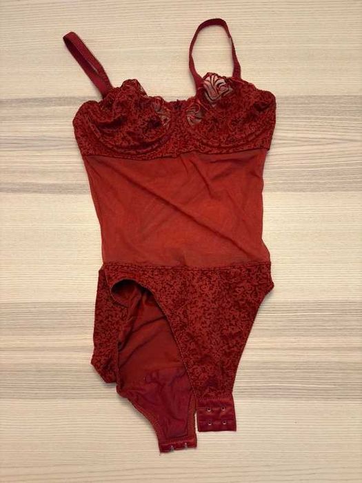 Body damskie FELINA | koronka | burgundowe | S/M