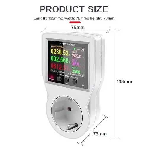 ATORCH S1TW WiFi Смарт-розетка ватметр з термостатом 16A 220V 3680W