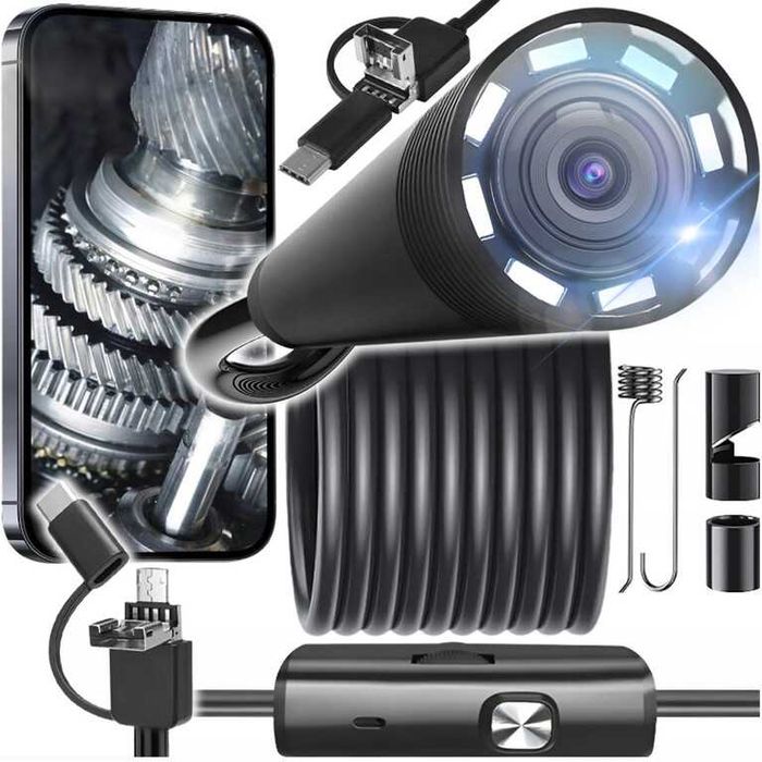 KAMERA ENDOSKOP inapekcyjna 5M 3w1 PC telefonu android Full HD sztywny
