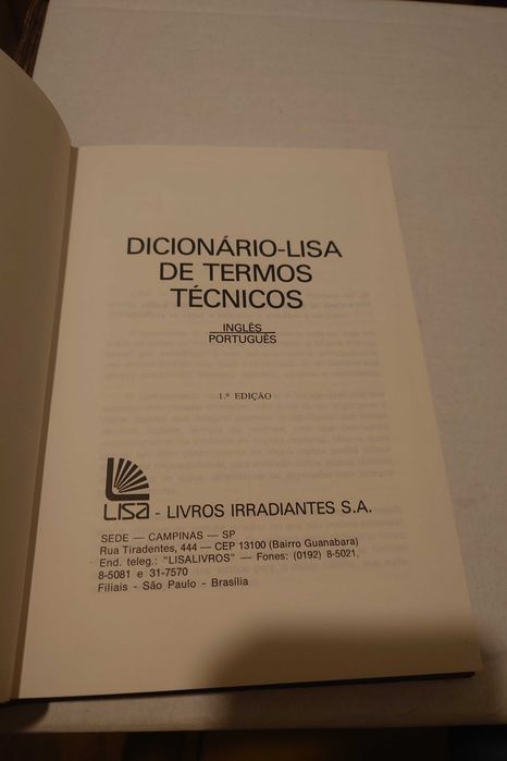 Dicionário de Termos Técnicos - Inglês-Português (1ª edição)