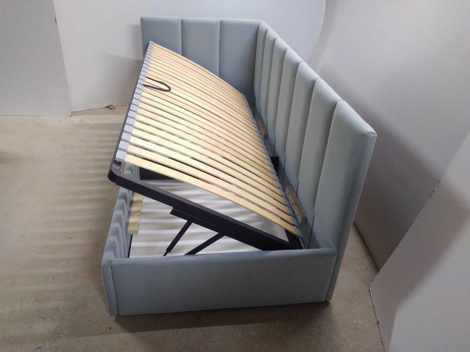 PROMOCJA Łóżko Tapicerowane MłodzieżoweNarożne StelażMetalowyPojemnik