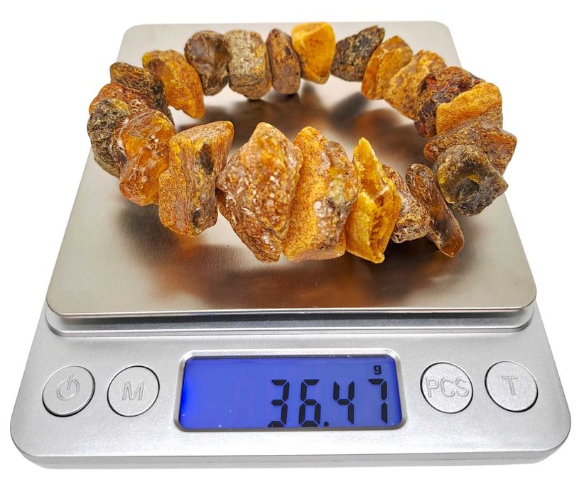 Bransoletka z bursztynu, BURSZTYN bałtycki surowy koniak cytryna #1484