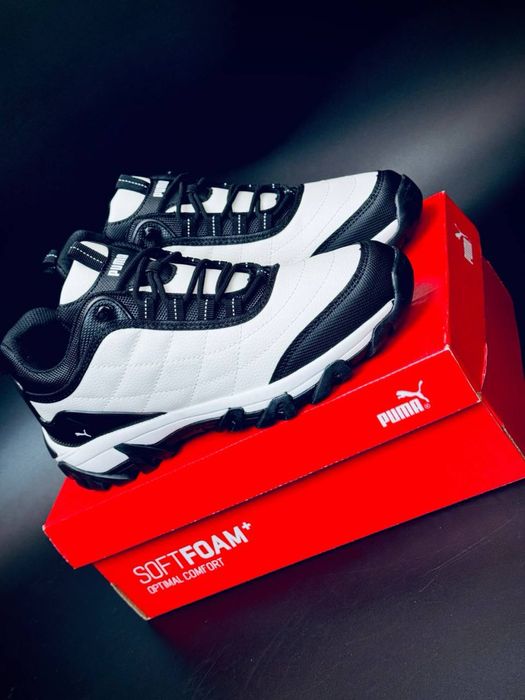 Мужские кроссовки puma кожаные черно-белые кросовки пума