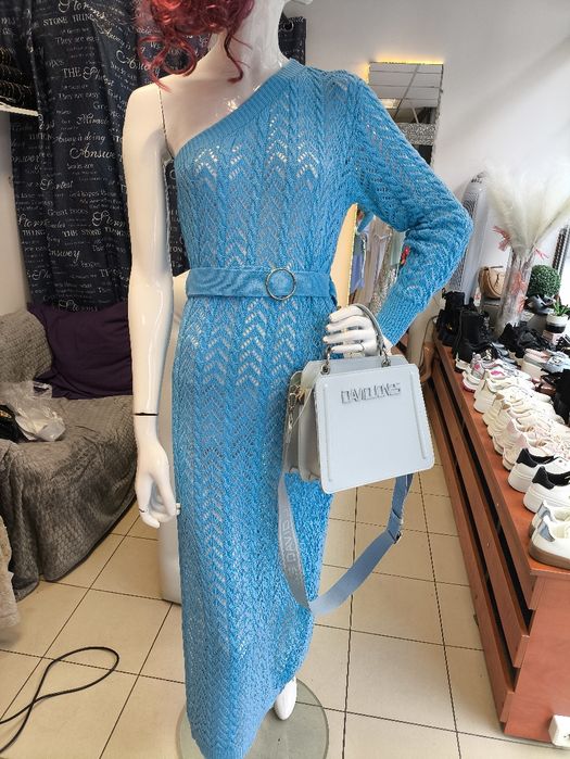 Piękna długa sukienka niebieska s m l