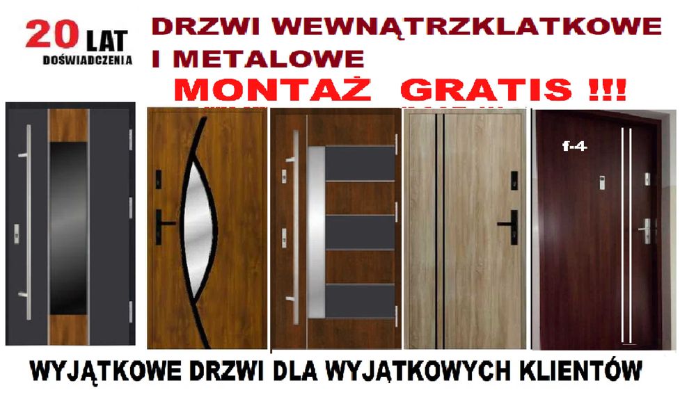 Drzwi ZEWNĘTRZNE- WEJŚCIOWE drewniane i metalowe z montazem