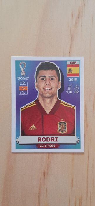 Cromo futebol de Rodri(Mundial 2022)da Panini