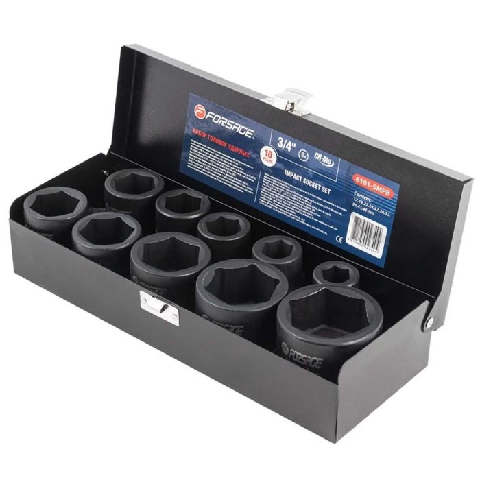 Набір головок ударних 3/4 6 граней 10 пр. 17-46 мм в кейсі  Forsage