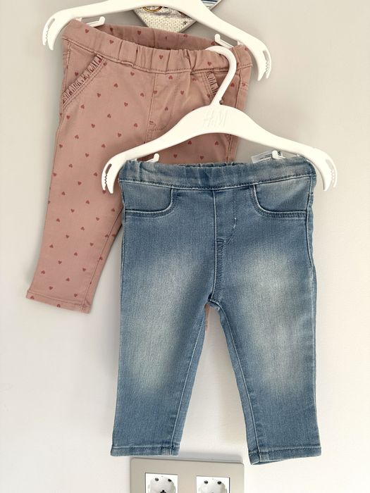 Джинси на дівчинку 3 шт H&M 4/6 міс, 68 см.
