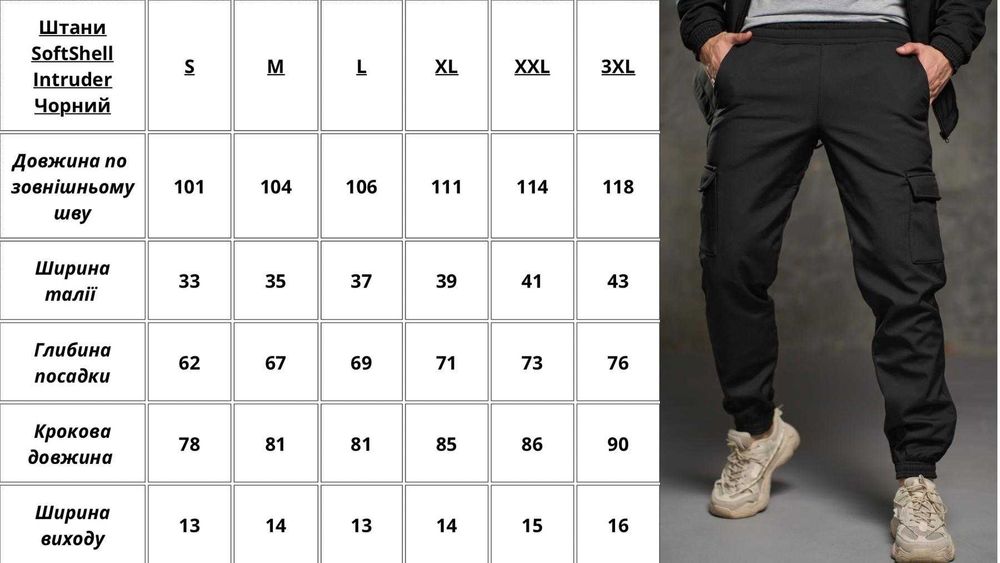 Штани чоловічі зимові теплі з флісом чорні софтшел