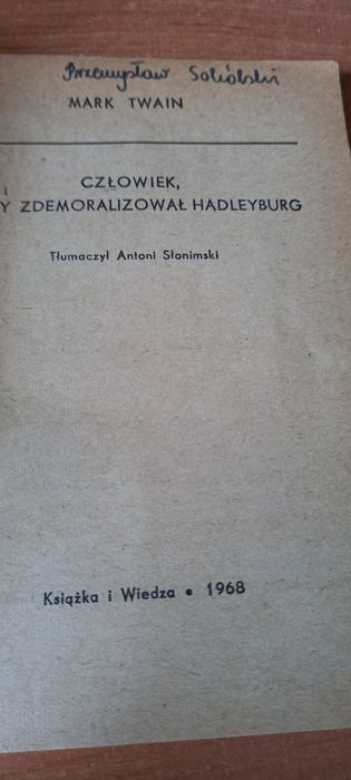 Książka z serii koliber Mark Twain człowiek ktory zdemoralizował Hadle