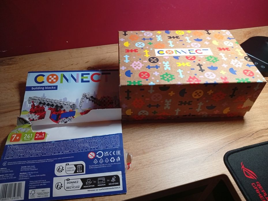 Zestaw klocków connect 2w1 wóz strażacki / koparka