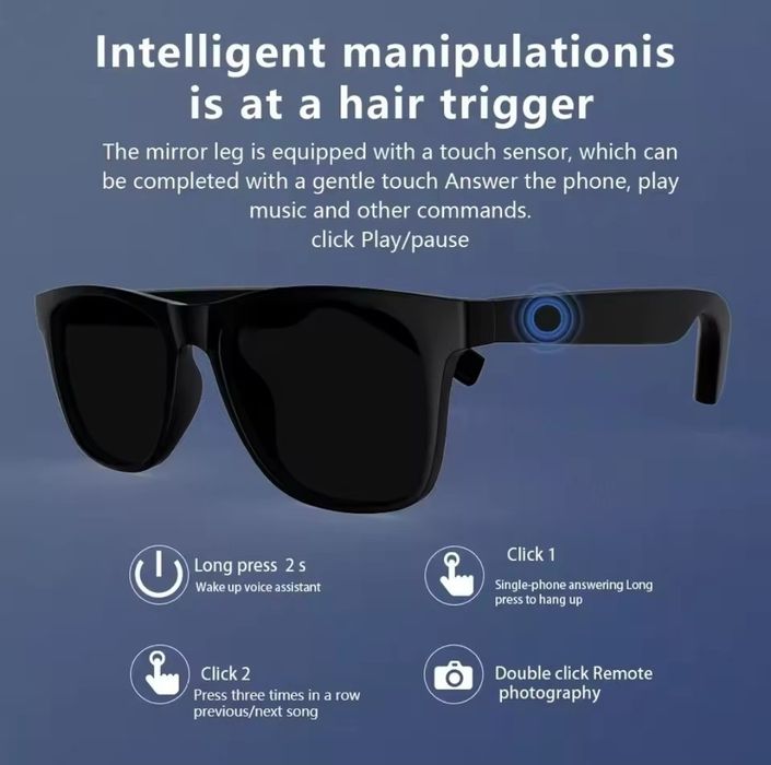 Smart glasses Óculos de Sol Inteligentes  com Câmera Ultra HD 8K, Bluetooth e Controlo Tátil - À Prova de Água