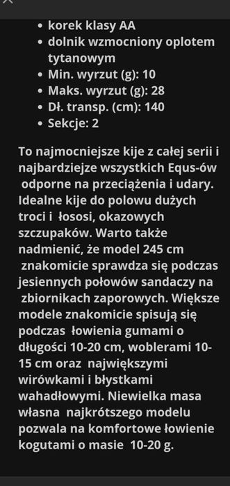 Wędka spining Konger 2.70 Equs Maxim