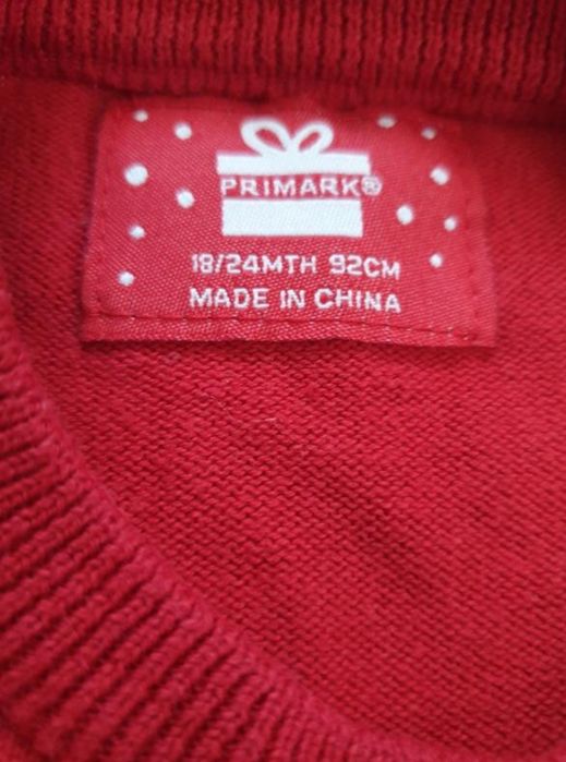 Детские новогодний красный свитер на мальчика 12-18 месяцев Primark