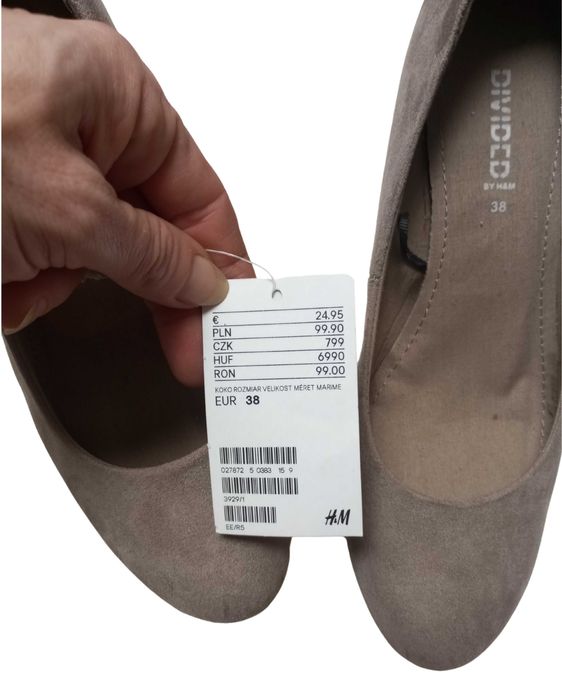Nowe z metką pantofle zamszowe na koturnie H&M rozmiar 38