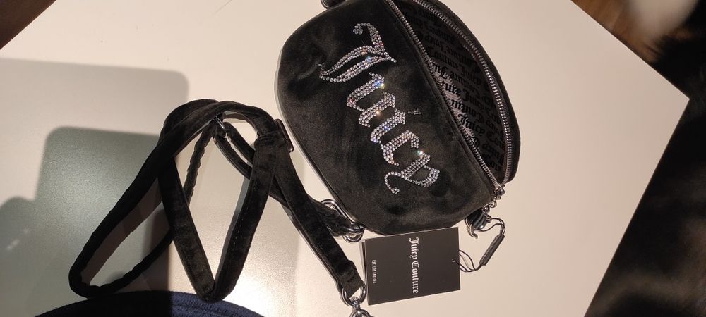 JUICY COUTURE - Nerka welurowa Kimberly  z cyrkoniami