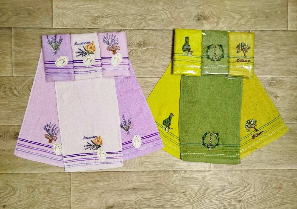 Акційна ціна до свята на подарунок рушники: оливка, лаванда та кава