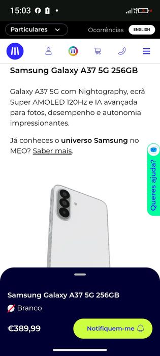 Samsung Galaxy A37 5G 256GB – Como Novo