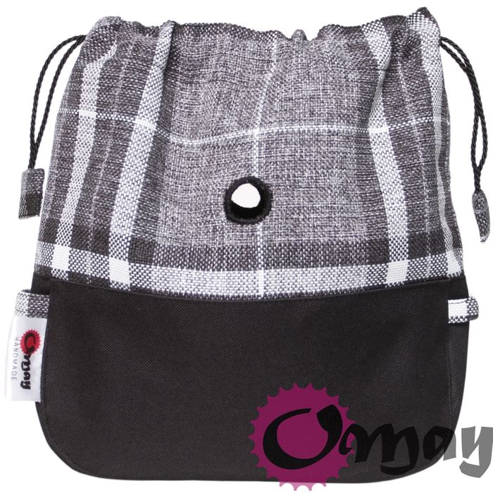 CZARNY organizer OBAG MOON LIGHT worek szara krata 2 kieszenie OMAY