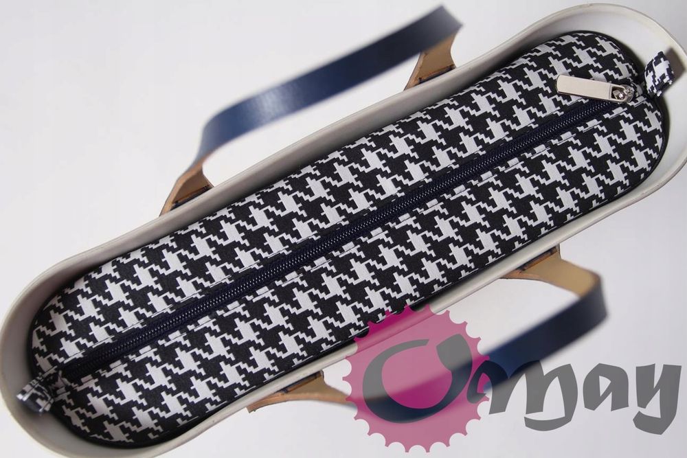 organizer OBAG MINI +OPASKA pepitka granatowo biała 2 kieszenie OMAY