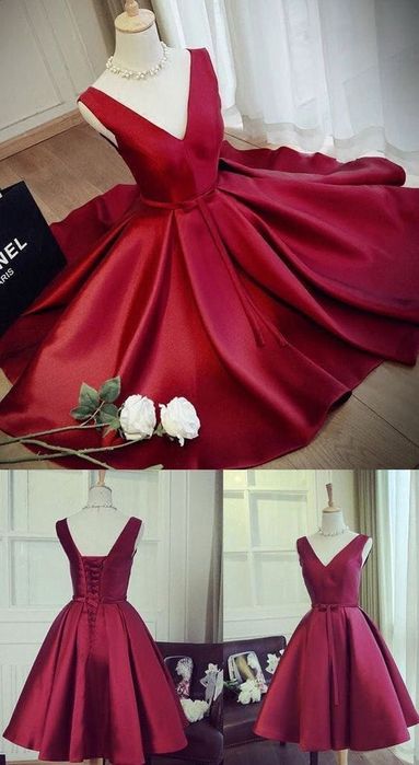 Vestido de cetim vermelho para baile/ Prom Dress