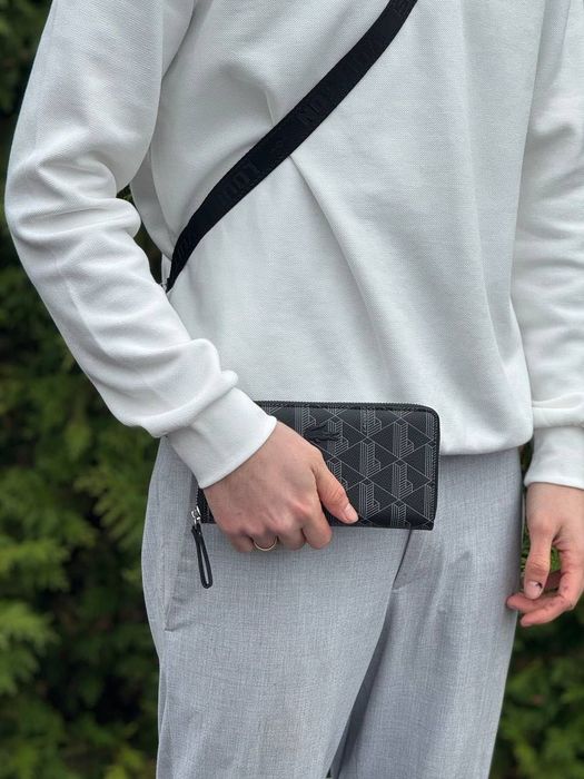 Чоловічий гаманець Lacoste чорний екошкіра стильний