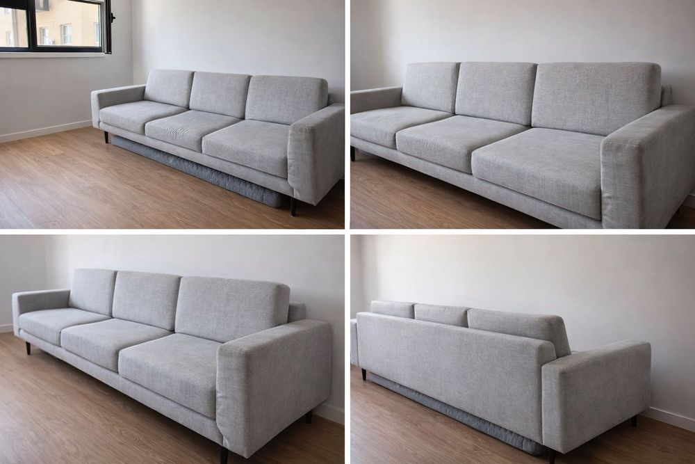Sofá de 3 lugares cinzento