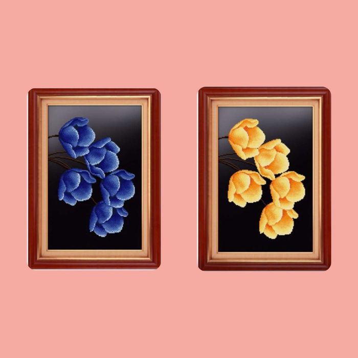 Алмазная вышивка «Синие цветы», квадратные стразы, частичная выкладка