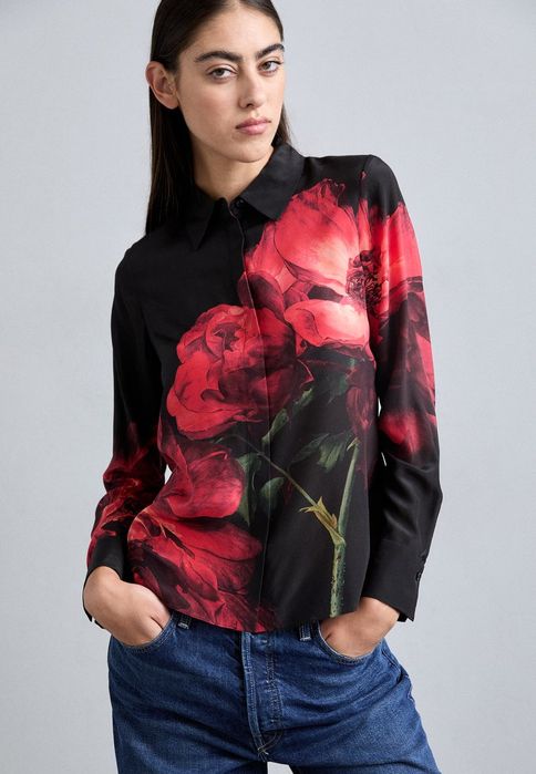 Koszula czarna w kwiaty Alice + Olivia M