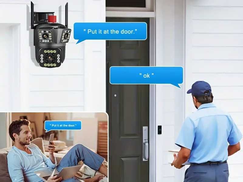 D65-Câmara de segurança IP triplo Câmara, 12MP HD, deteção movimento