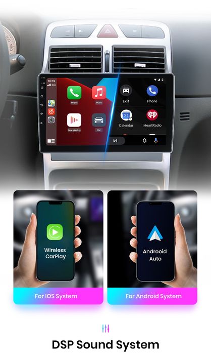 Rádio 9" android Peugeot 307 de 2002 a 2013 CARPLAY WIFI GPS Novo
