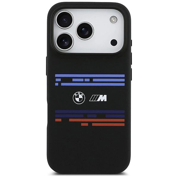 Etui BMW M Silicon Horizontal Line MagSafe na iPhone 17 Pro - czarne