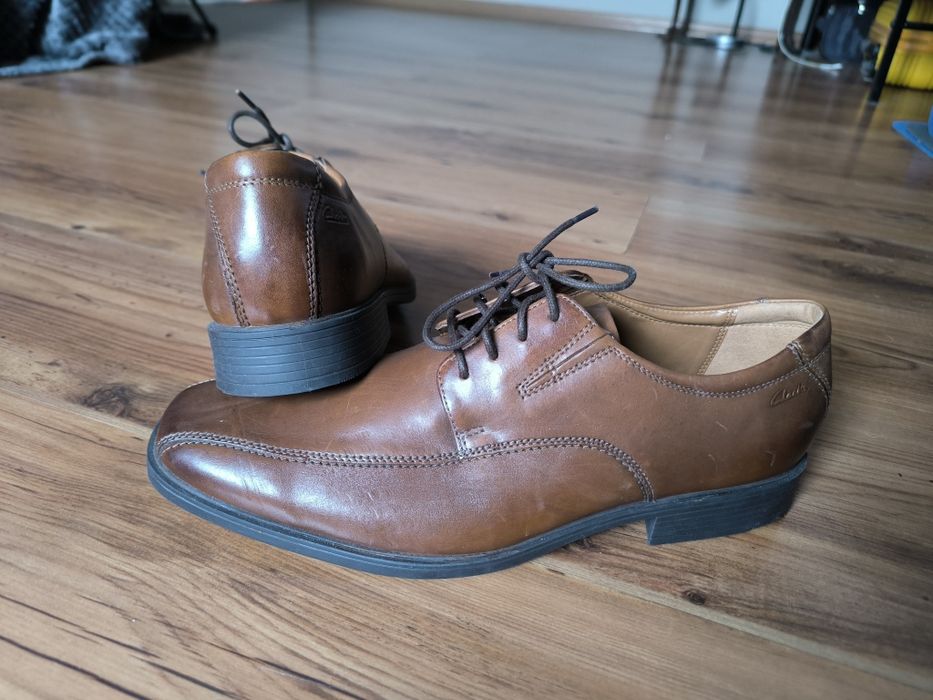 Clarks buty męskie eleganckie 44 1/2 brązowe półbuty skórzane soft