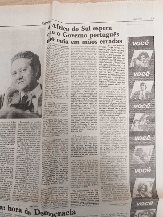 Jornal "Expresso" de 4 maio 1974- após a revolução