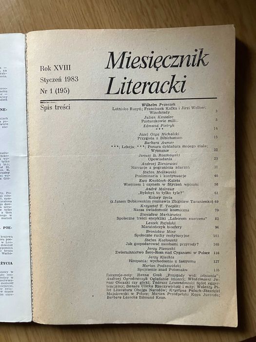 Miesięcznik Literacki styczeń 1983