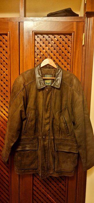 Oversized greenish-brown suede coat from the Fur House