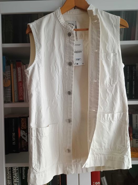 Zara Kamizelka damska dłuższa Ecru Rozmiar XS NOWA