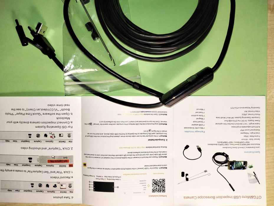 Ендоскоп 5,5 мм 7 мм об’єктив для  Android і Windows довж  1,5 -5 м