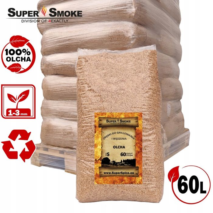 Zrębki Wędzarnicze Super Smoke OLCHA KL-02 (1-3mm) typu Borniak 60L