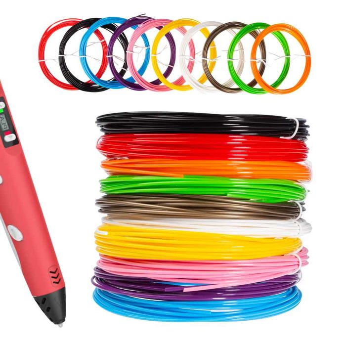 Zestaw 10 Kolorów 200 Metrów Wkładów do Długopisu 3D RESSI FILAMENTS