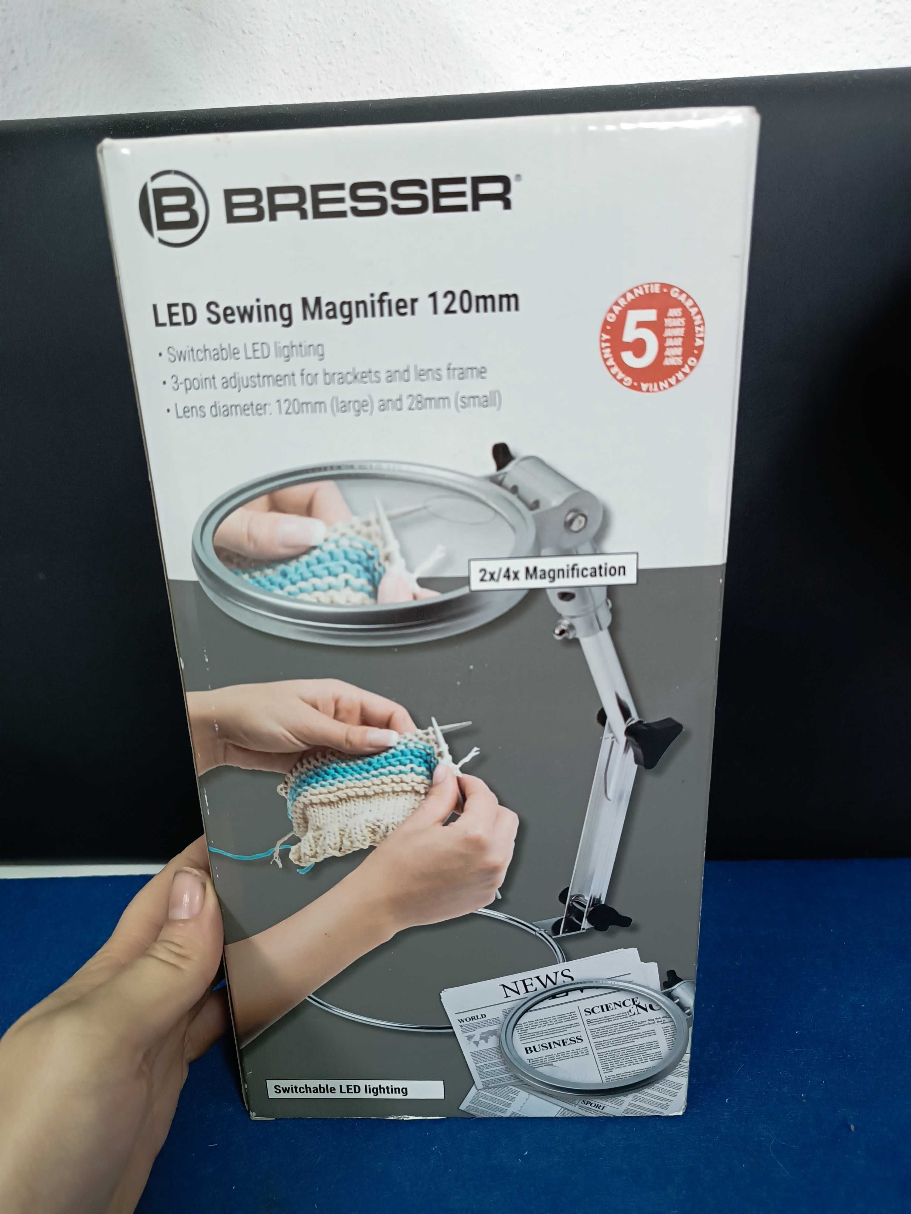 BRESSER Lupa para coser con Iluminación LED y Diámetro de 120 mm