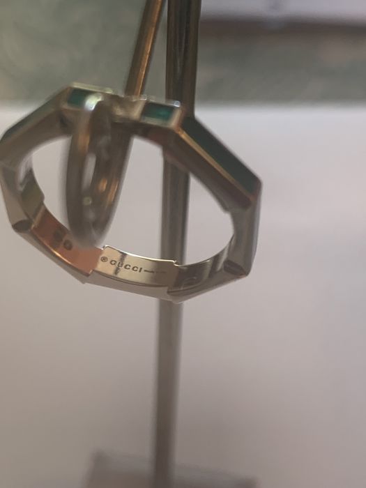 Anel Gucci Link to Love ouro branco & enamel